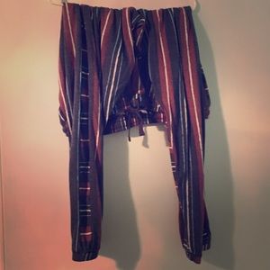 EUC LulaRoe Jax Jogger Pant Red Blue Gray